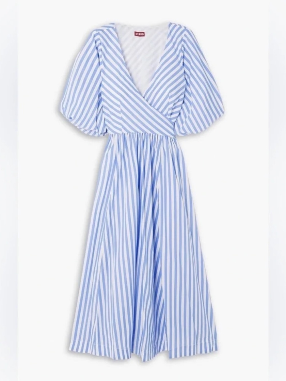 NWT STAUD Jodie Striped Wrap Midi-Dress, S